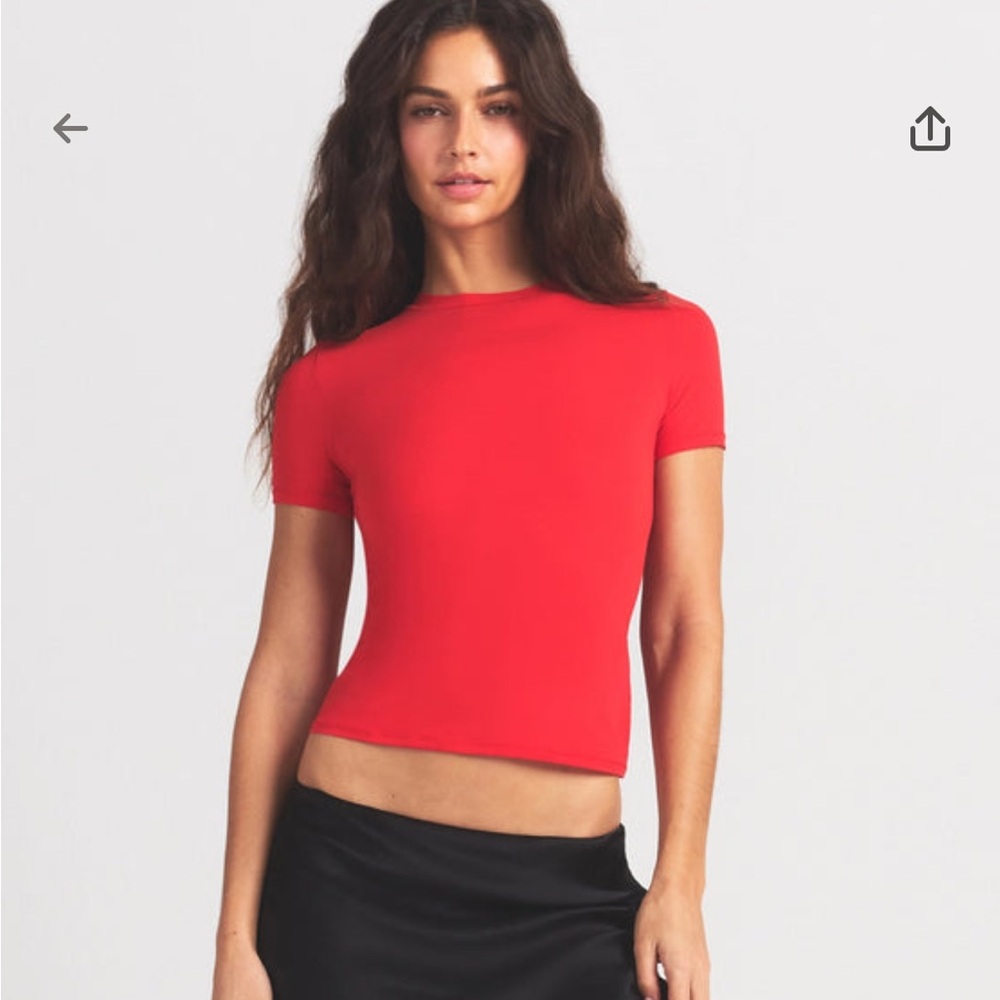 SKIMS FITS EVERYBODY T-SHIRT in Cherry